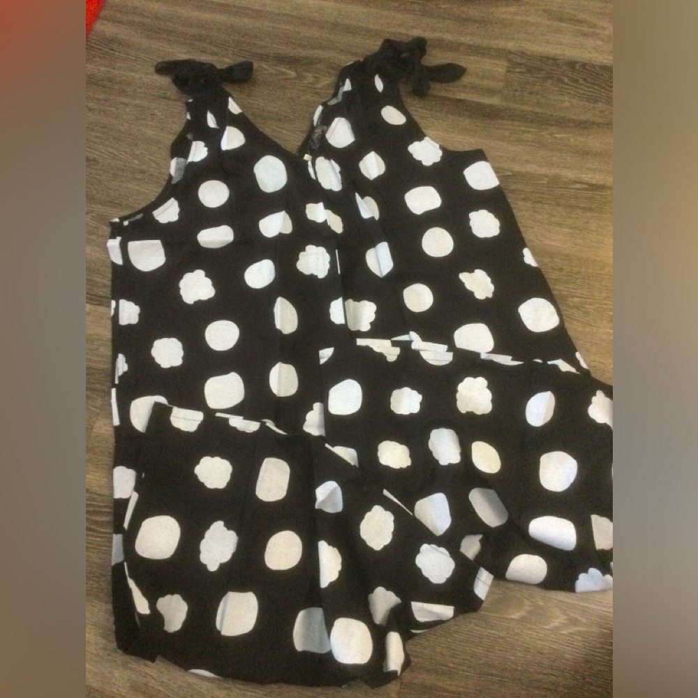 NWT Brand New Jumpsuit Black White Polka Dots Size 30-32 (5X-6X)